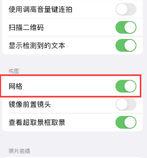 巩留苹果手机维修网点分享iPhone如何开启九宫格构图功能 